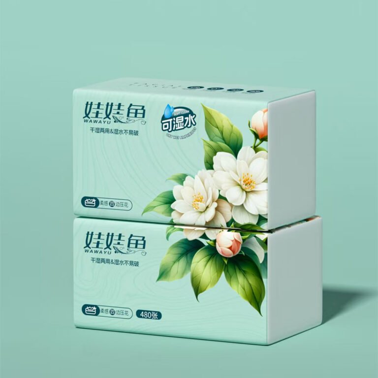soft virgin wood pulp facial tissue - white background product photo by Top Source Paper