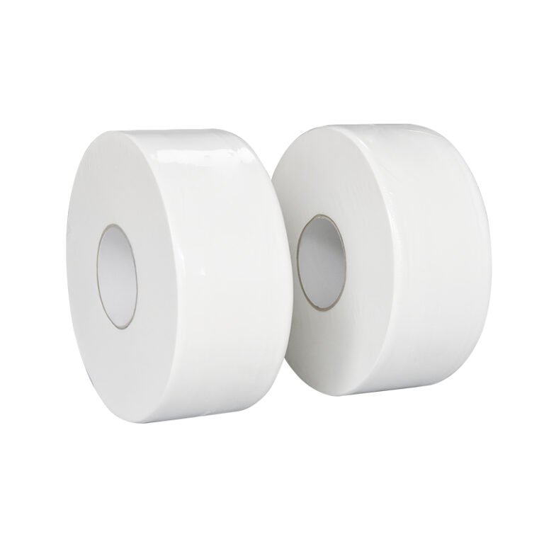 commercial jumbo toilet paper roll, high-capacity virgin pulp restroom tissue - white background product photo by Top Source Paper