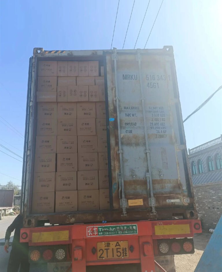20GP/40HQ container loading of virgin wood pulp tissue paper for export from Top Source Paper